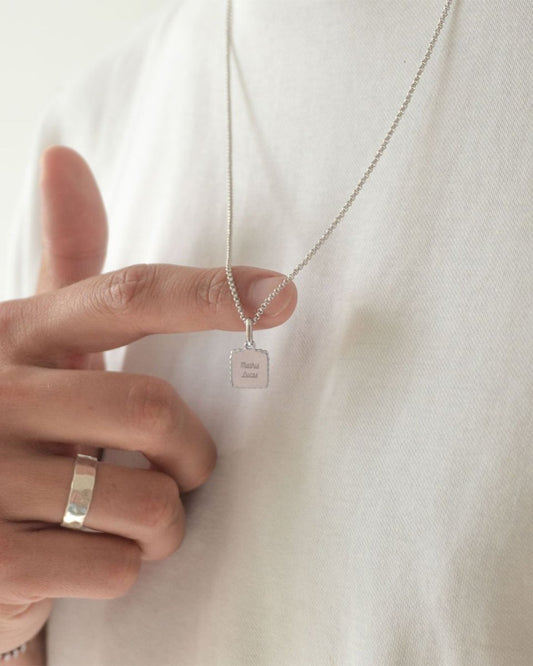 Collier Alice canelé homme argenté rhodié - Mon Petit Poids
