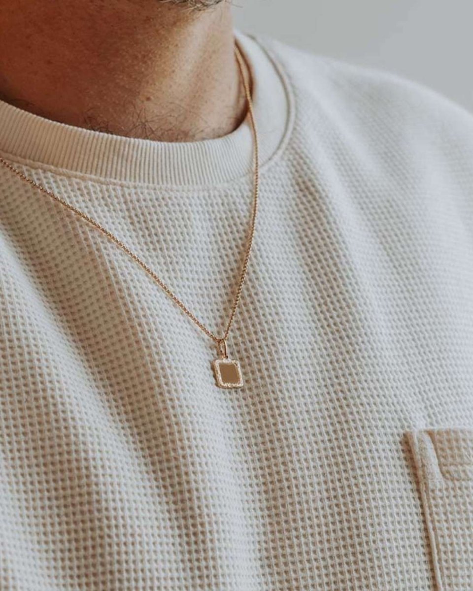 Collier Alice martelé homme plaqué or jaune - Mon Petit Poids
