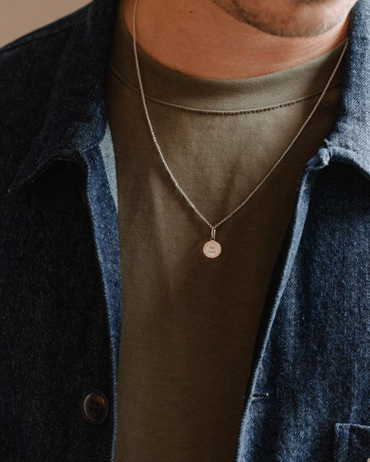 Collier Madeleine martelé homme argenté rhodié - Mon Petit Poids