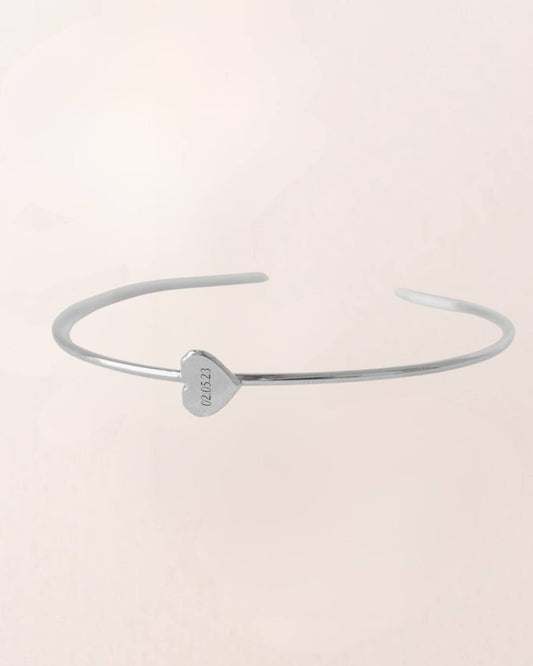 Jonc Joséphine canelé argenté rhodié - Mon Petit Poids