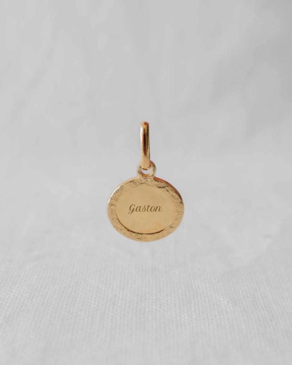 Médaille Madeleine martelé homme plaqué or jaune - Mon Petit Poids