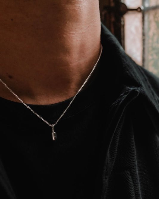 Pendentif Emotion homme 1 diamant or blanc clos - Mon Petit Poids