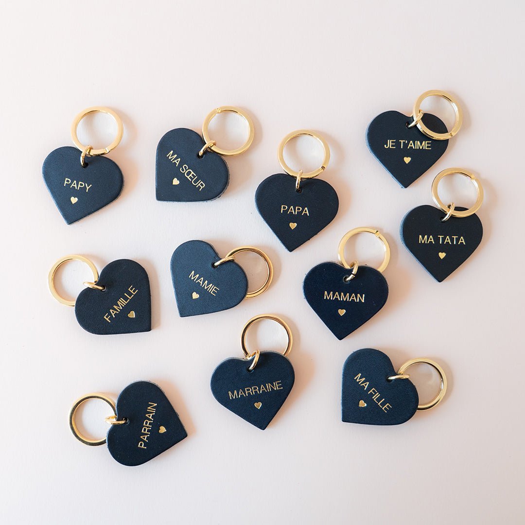 Porte - clés cœur bleu Papy ♥ - Mon Petit Poids
