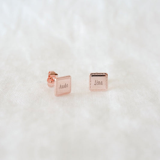 Puces d'oreilles Alice perlé plaqué or rose - Mon Petit Poids