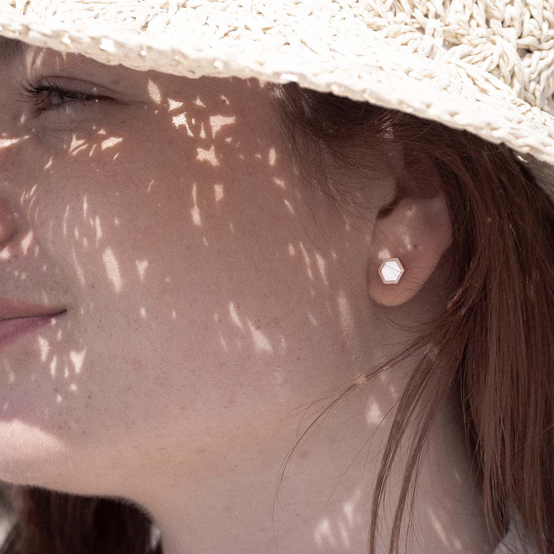 Puces d'oreilles Henriette perlé plaqué or rose - Mon Petit Poids