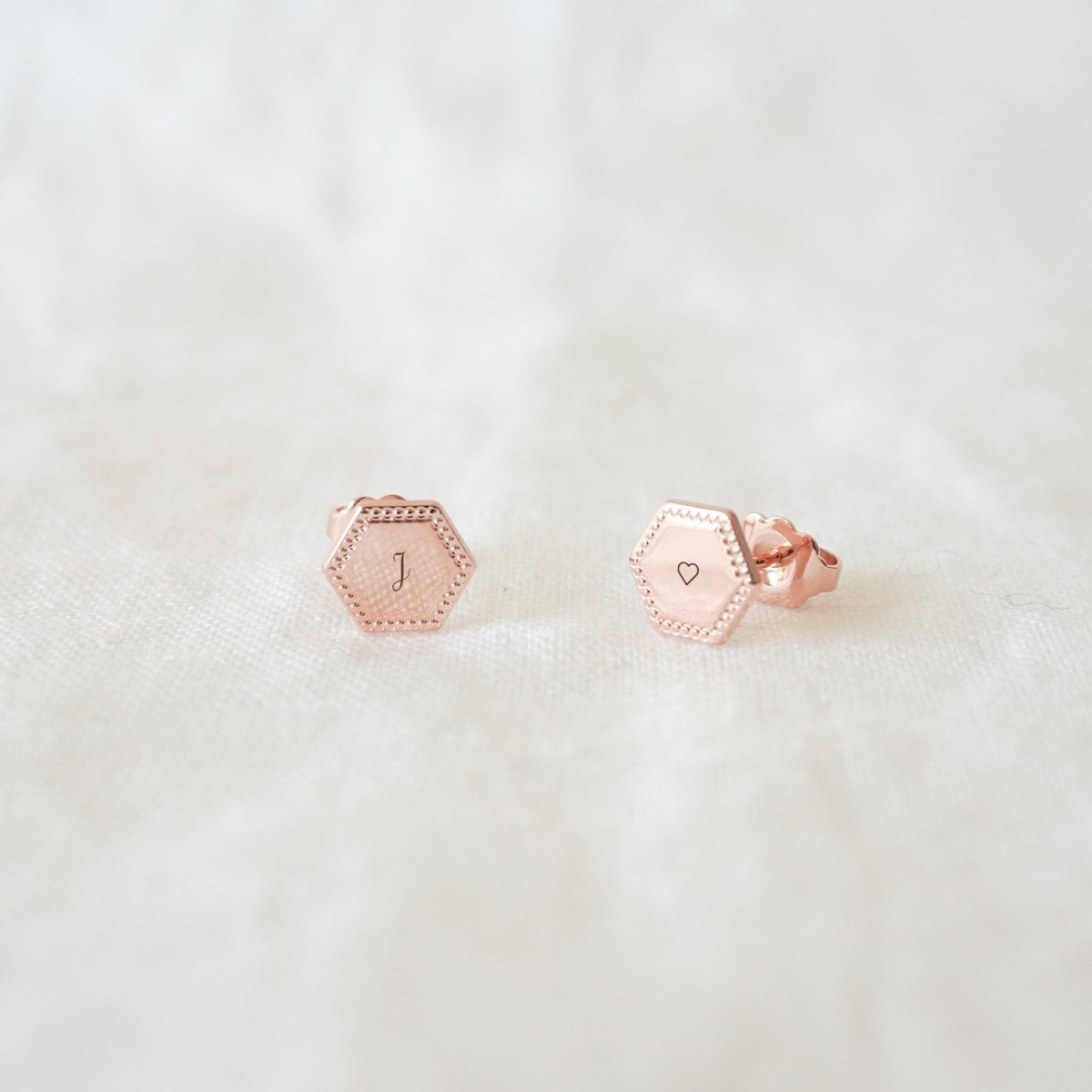 Puces d'oreilles Henriette perlé plaqué or rose - Mon Petit Poids