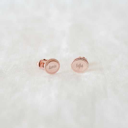 Puces d'oreilles Madeleine perlé enfant plaqué or rose - Mon Petit Poids