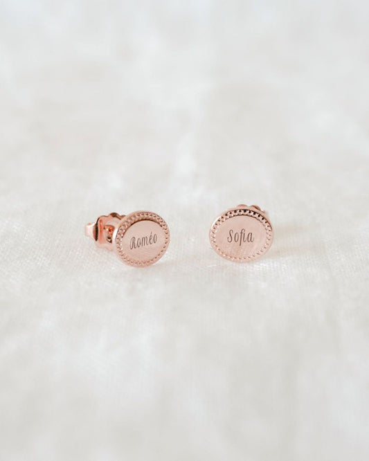 Puces d'oreilles Madeleine perlé plaqué or rose - Mon Petit Poids