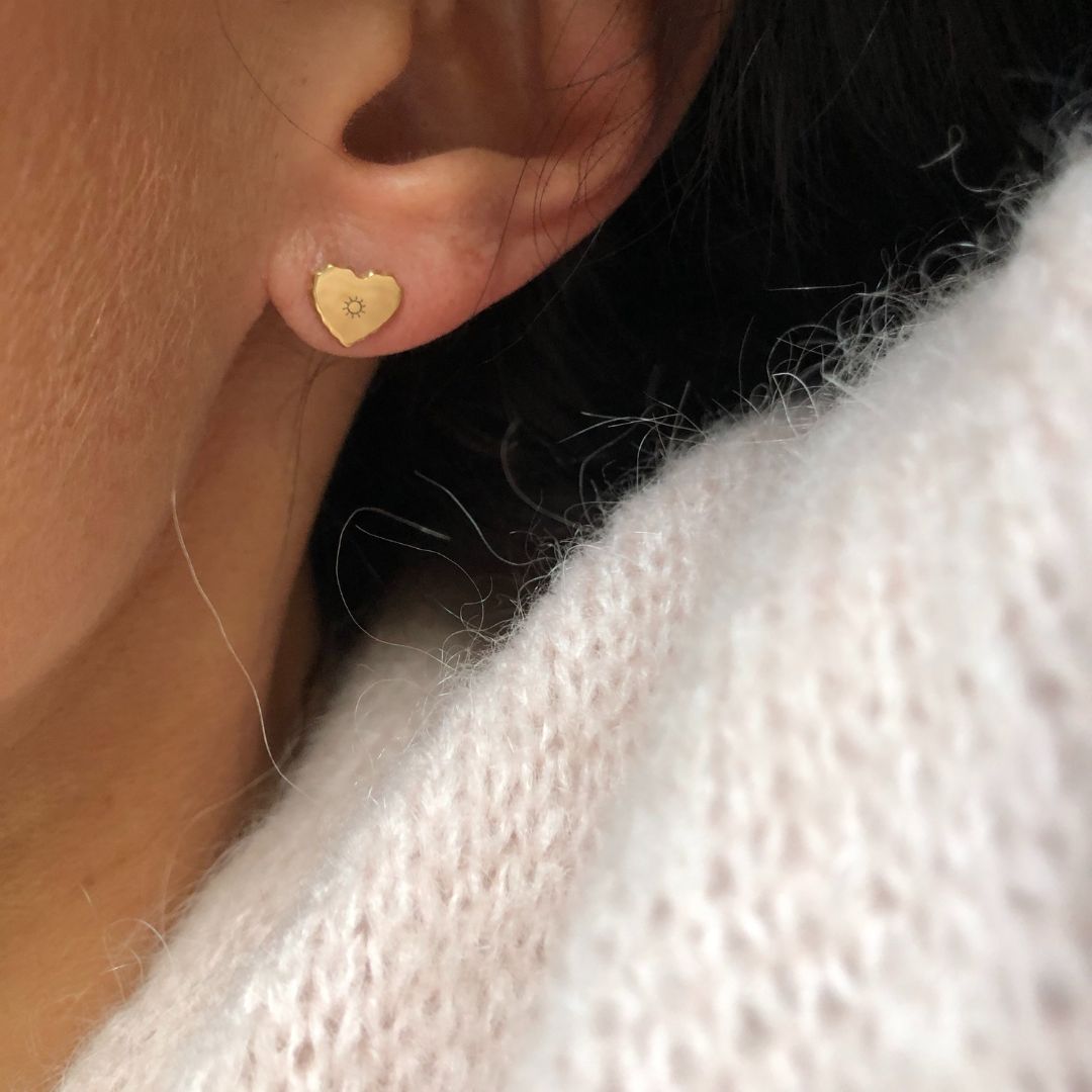 Puces d'oreilles Simone canelé plaqué or jaune - Mon Petit Poids