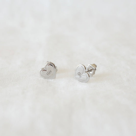 Puces d'oreilles Simone perlé argenté rhodié - Mon Petit Poids