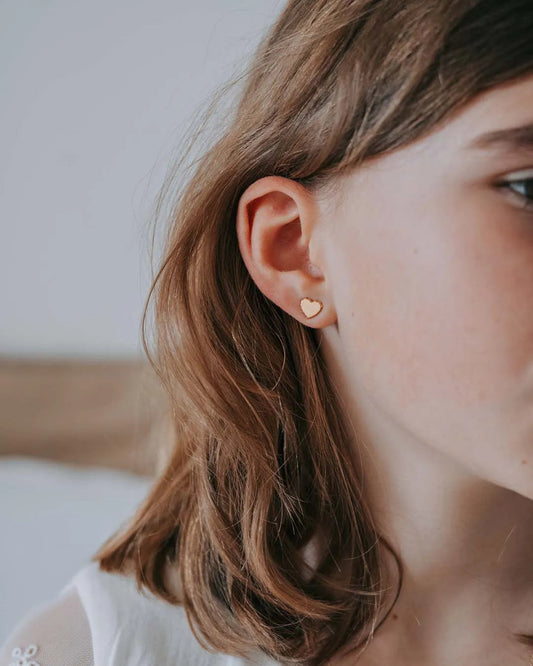 Puces d'oreilles Simone perlé enfant plaqué or jaune - Mon Petit Poids