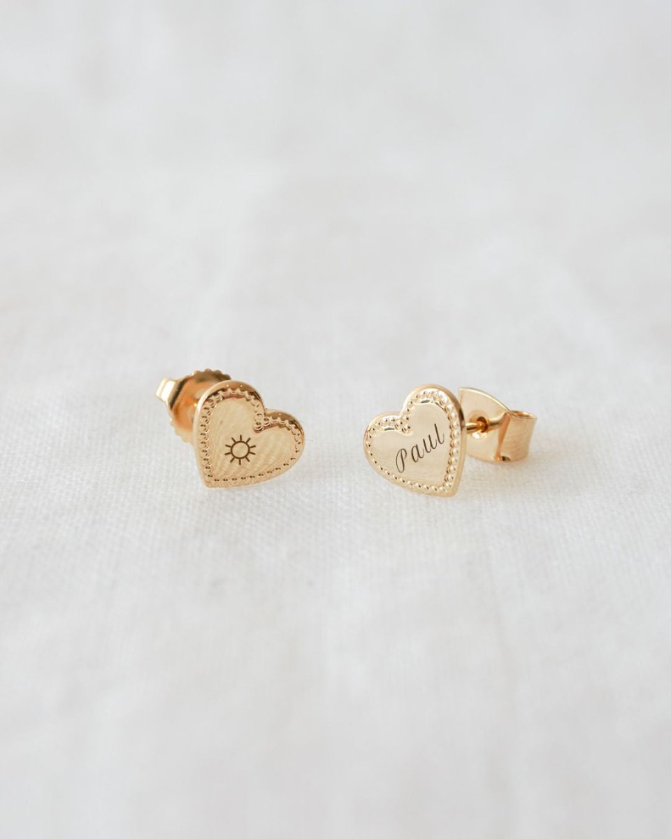 Puces d'oreilles Simone perlé plaqué or jaune - Mon Petit Poids