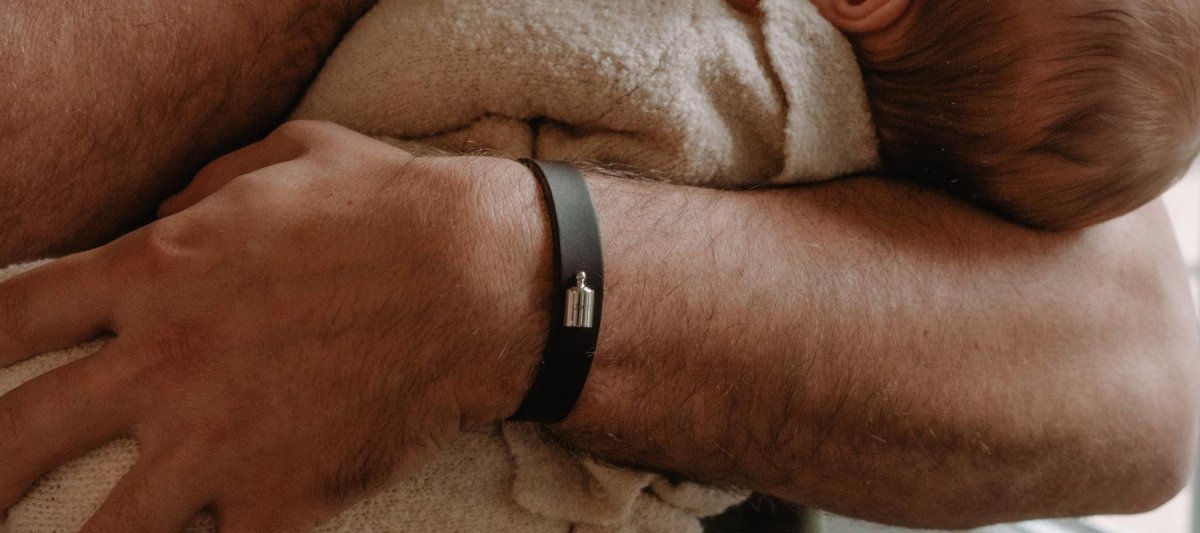 Bracelet cuir Mon Petit Poids homme - Cadeau naissance papa